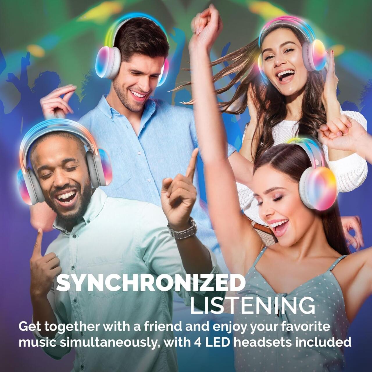 Brookstone Auriculares Inalámbricos con Luces LED Multicolor